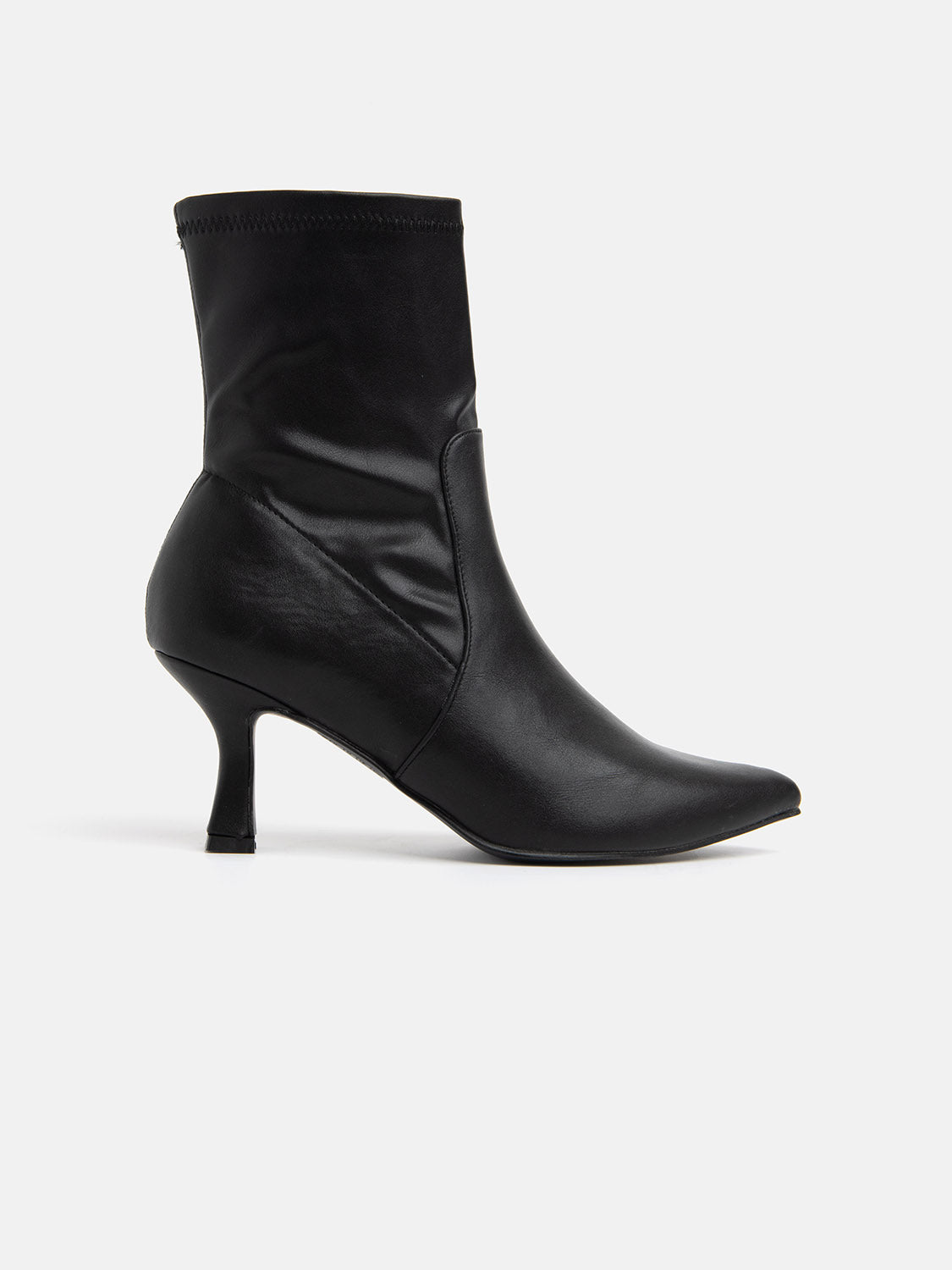 Pointed toe ankle boot with stiletto heel - BLACK