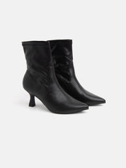 Pointed toe ankle boot with stiletto heel - BLACK