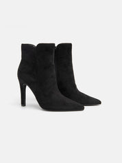 Pointed toe ankle boot with stiletto heel - BLACK SUEDE