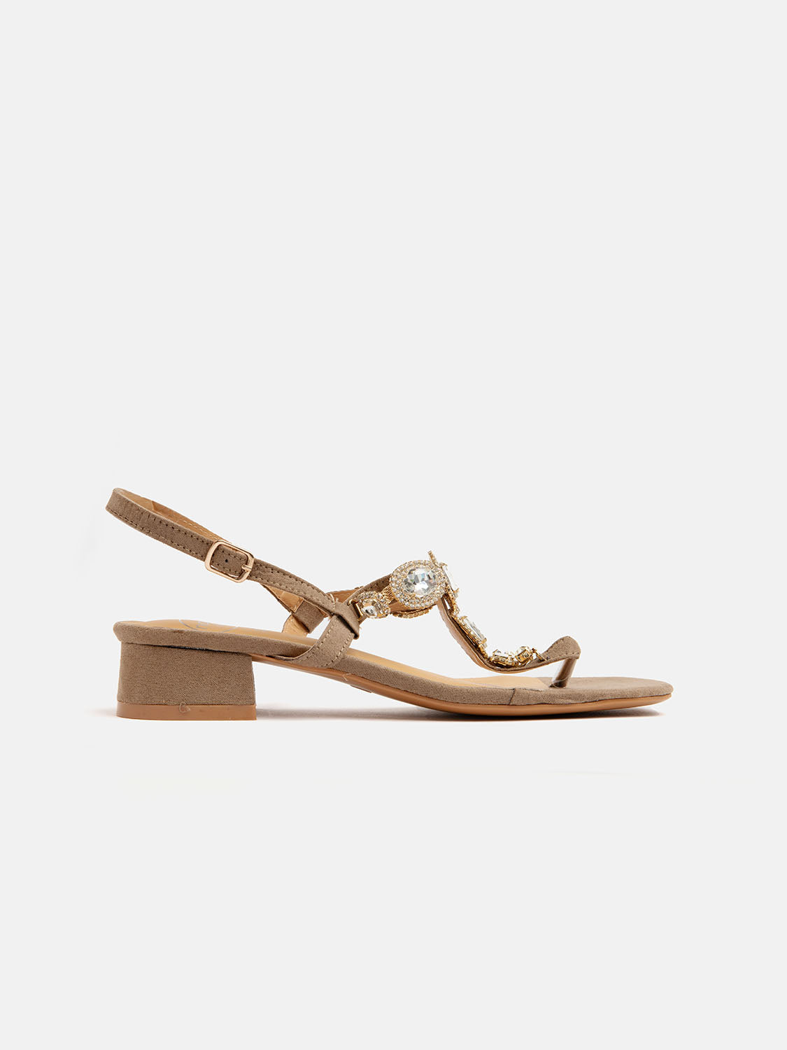 Low thong sandal with jewel - TAUPE