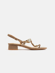 Low thong sandal with jewel - TAUPE