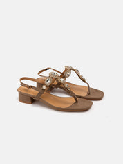 Low thong sandal with jewel - TAUPE