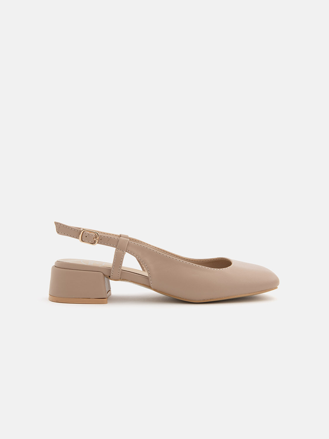 Slinbgback pump with rounded toe - NUDE