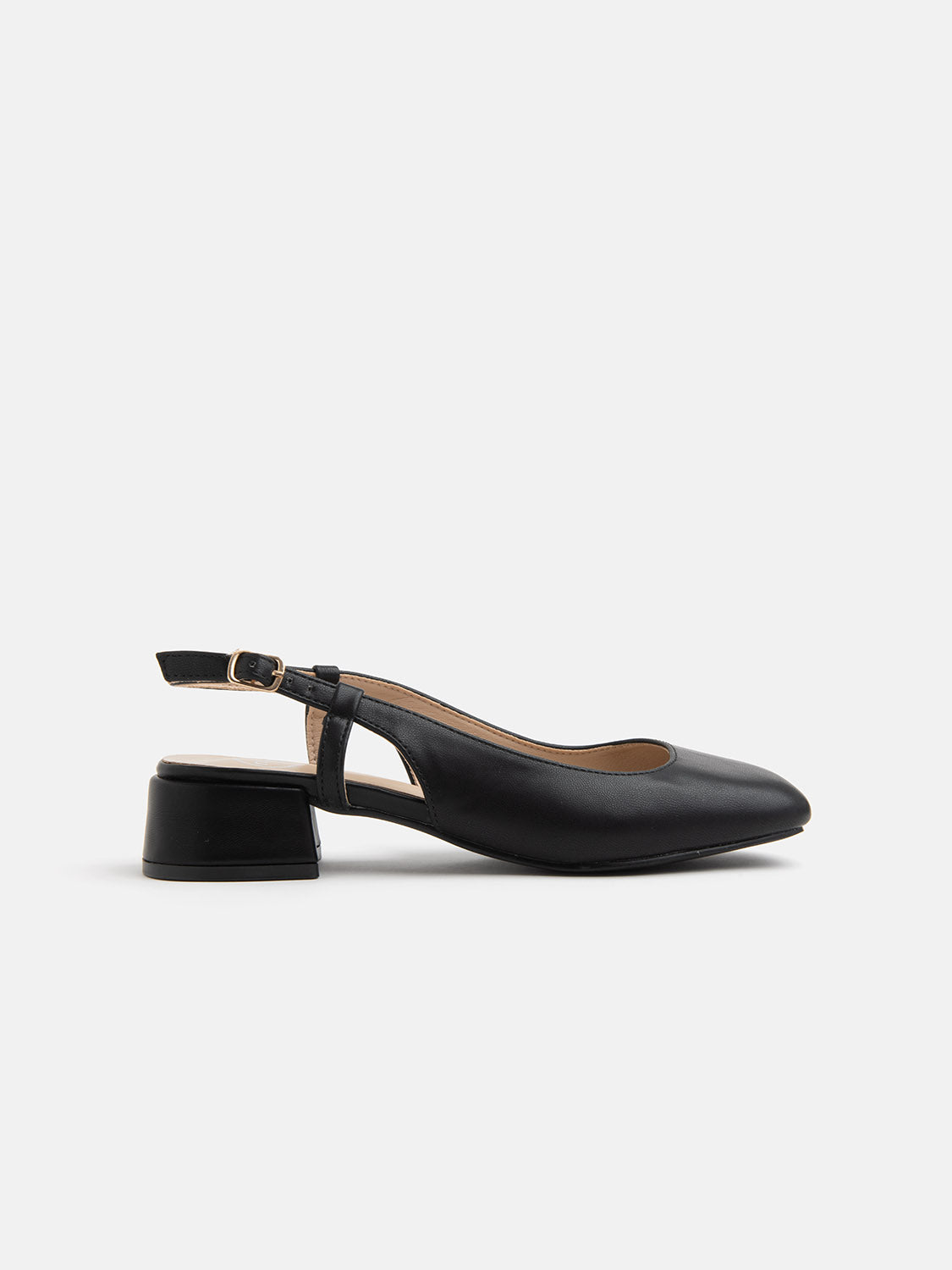 Slinbgback pump with rounded toe - BLACK