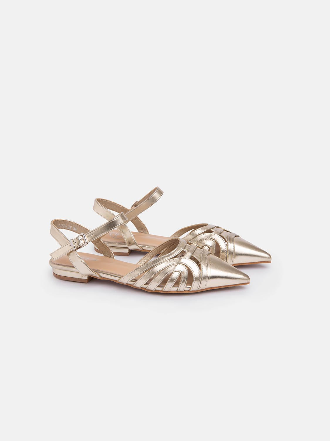 Pointed sandal with design - GOLD