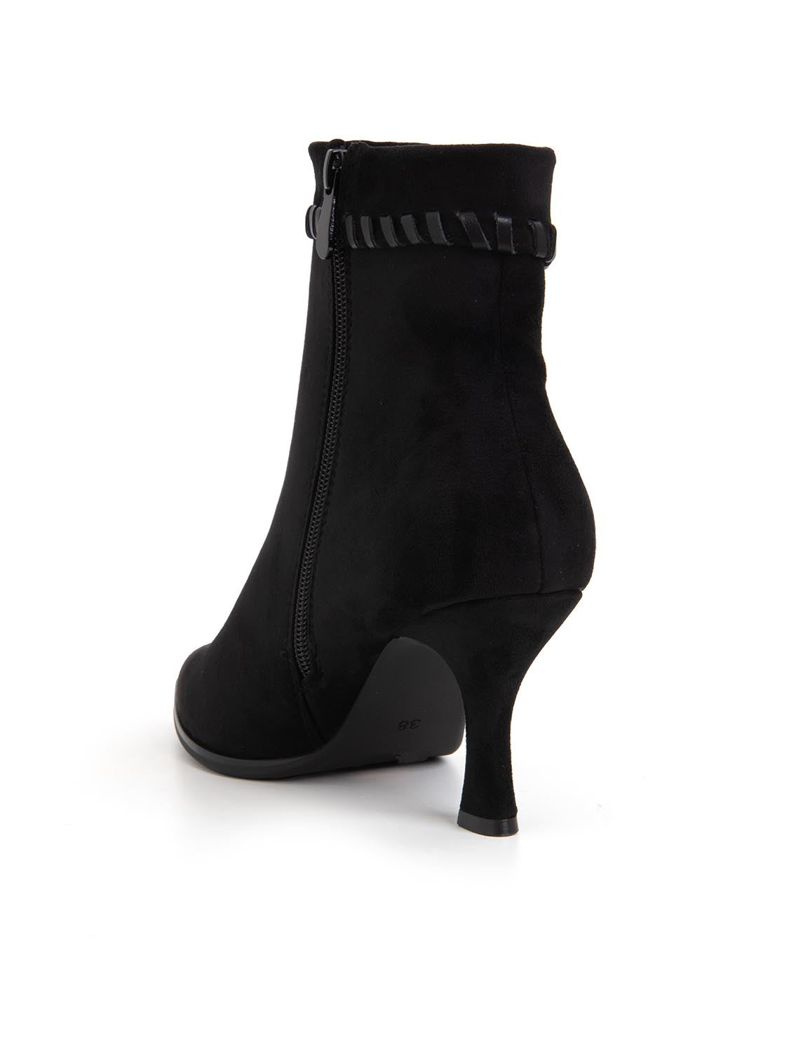 Stivaletto con bordatura in simil camoscio - NERO