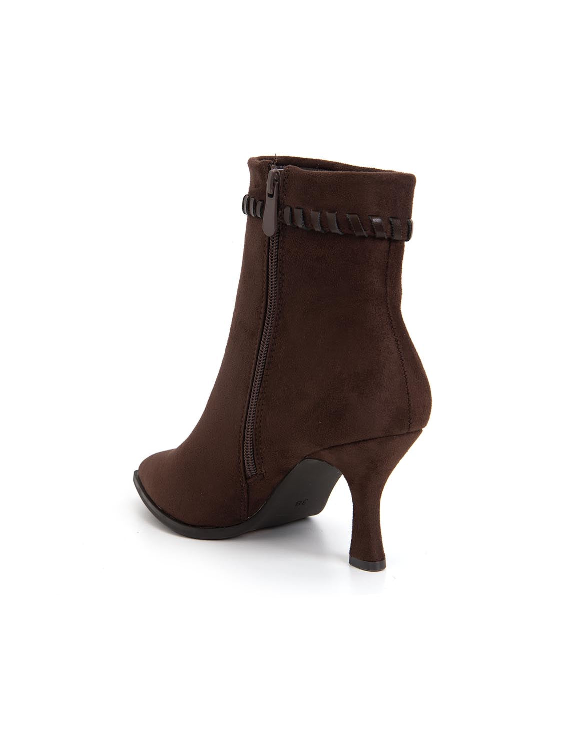 Stivaletto con bordatura in simil camoscio - MARRONE