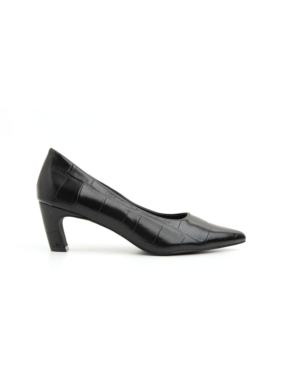 Decolleté maxi cocco con tacco svasato - NERO