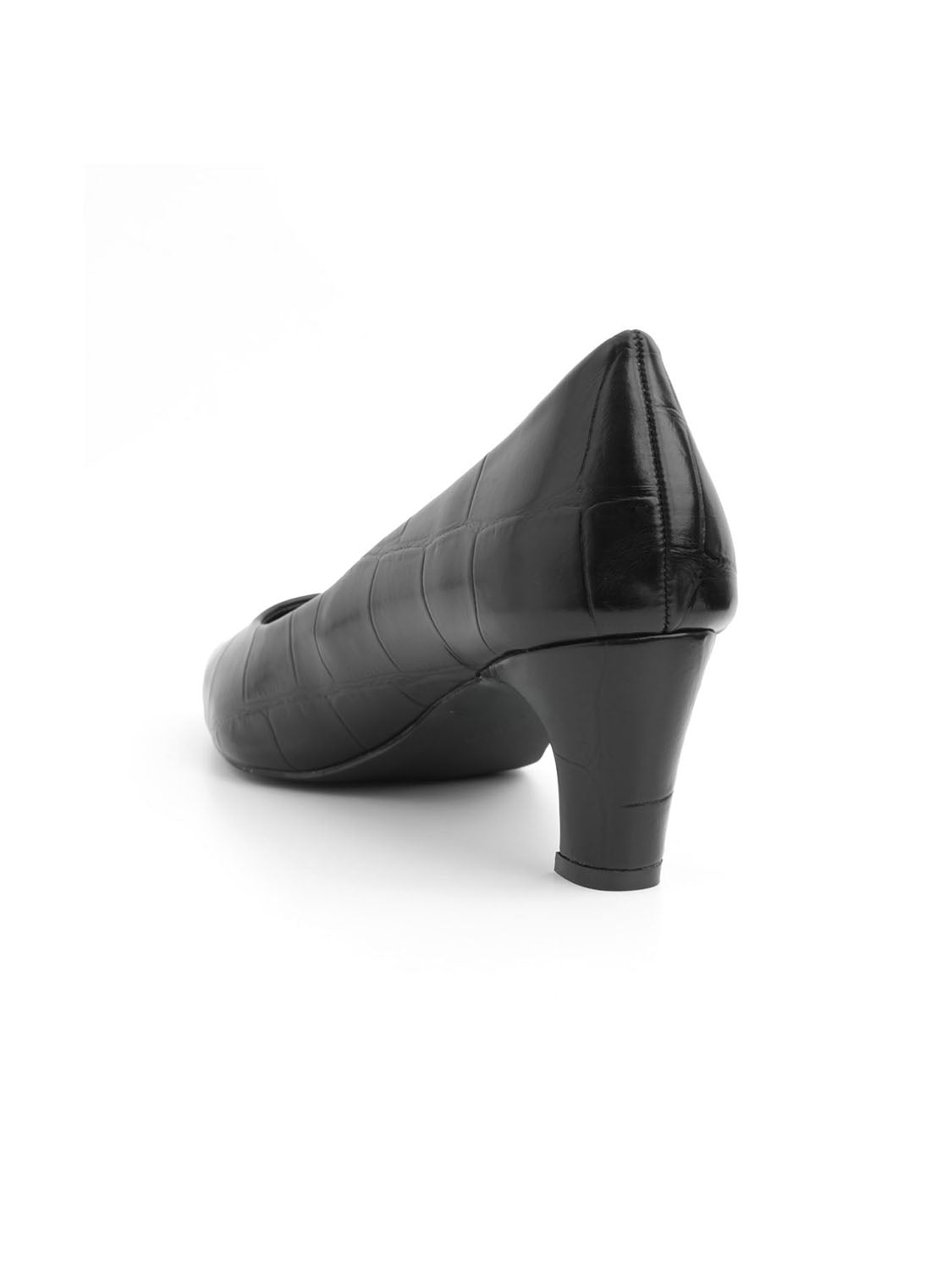Decolleté maxi cocco con tacco svasato - NERO