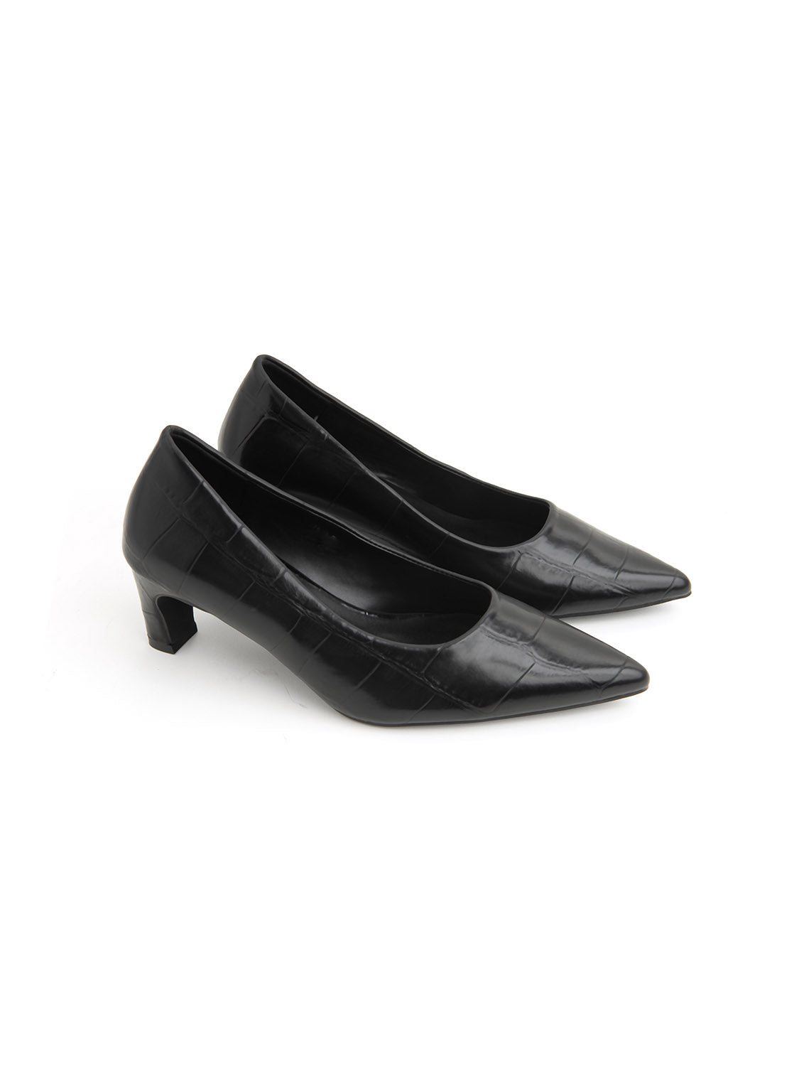 Decolleté maxi cocco con tacco svasato - NERO