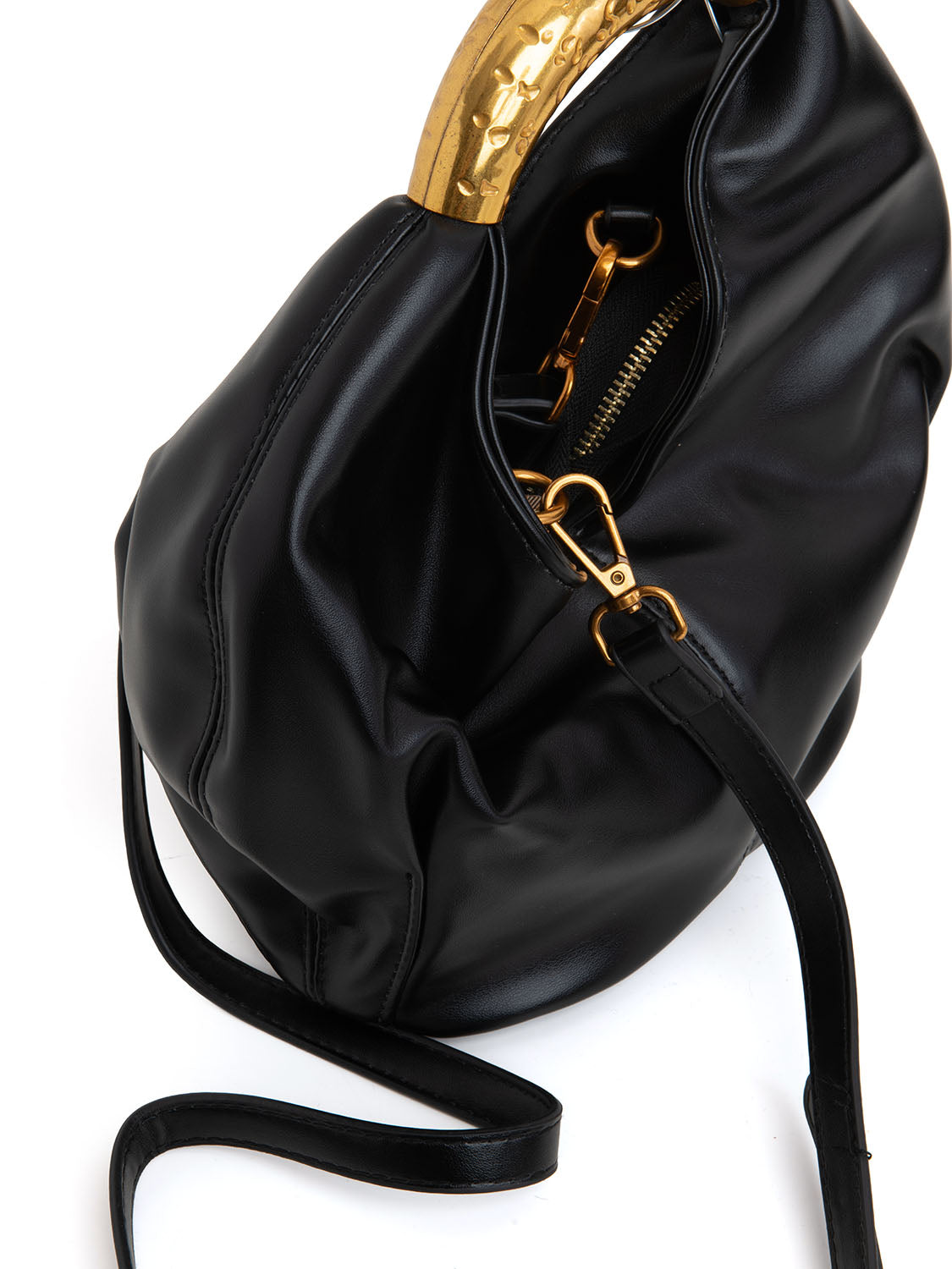 Borsa scultorea con manico gioiello - NERO