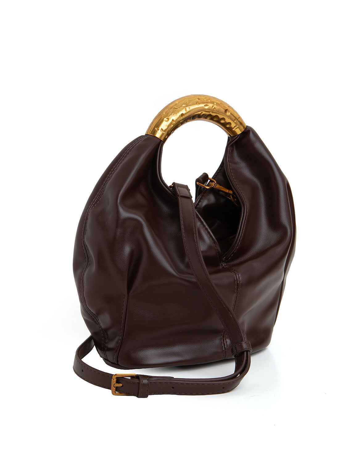 Borsa scultorea con manico gioiello - CAFFÈ