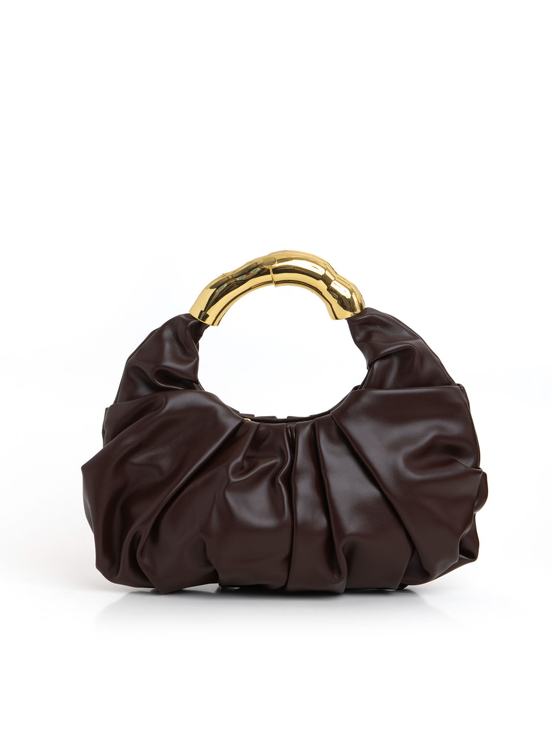 Pouch arricciata con manico - CAFFÈ
