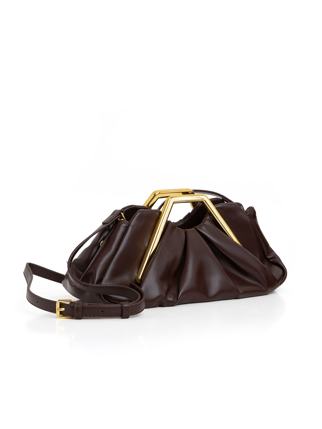 Clutch scultorea con manico - CAFFÈ