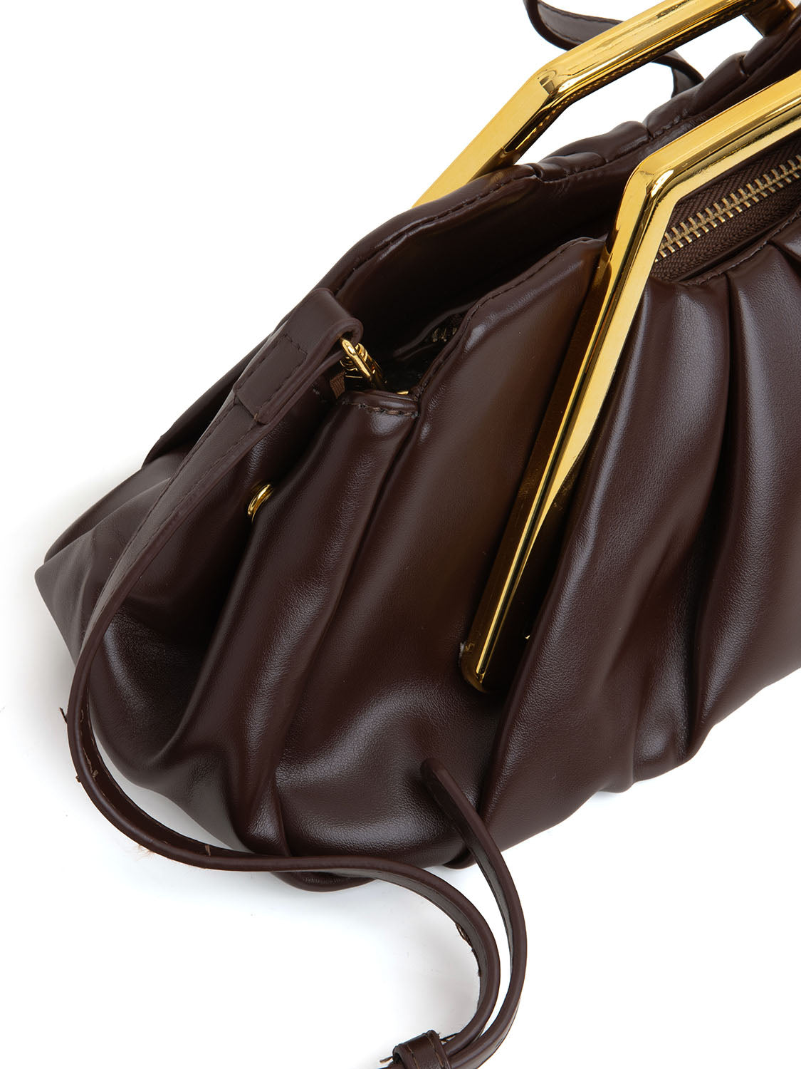 Clutch scultorea con manico - CAFFÈ