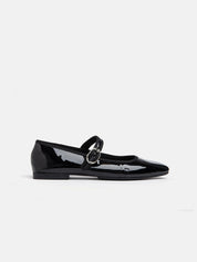 Ballerina with strap and square toe - BLACK