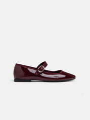 Ballerina with strap and square toe - BORDEAUX