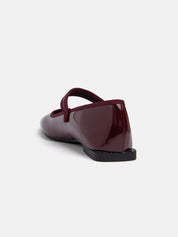 Ballerina with strap and square toe - BORDEAUX