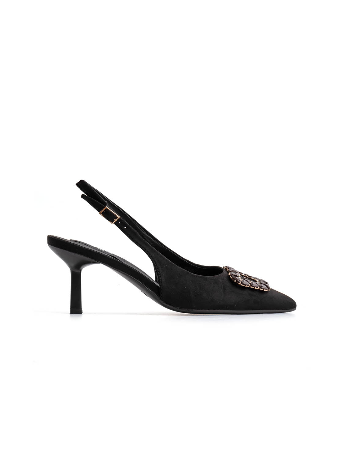 Decolleté con fibbia gioiello - NERO