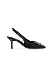 Decolleté con fibbia gioiello - NERO