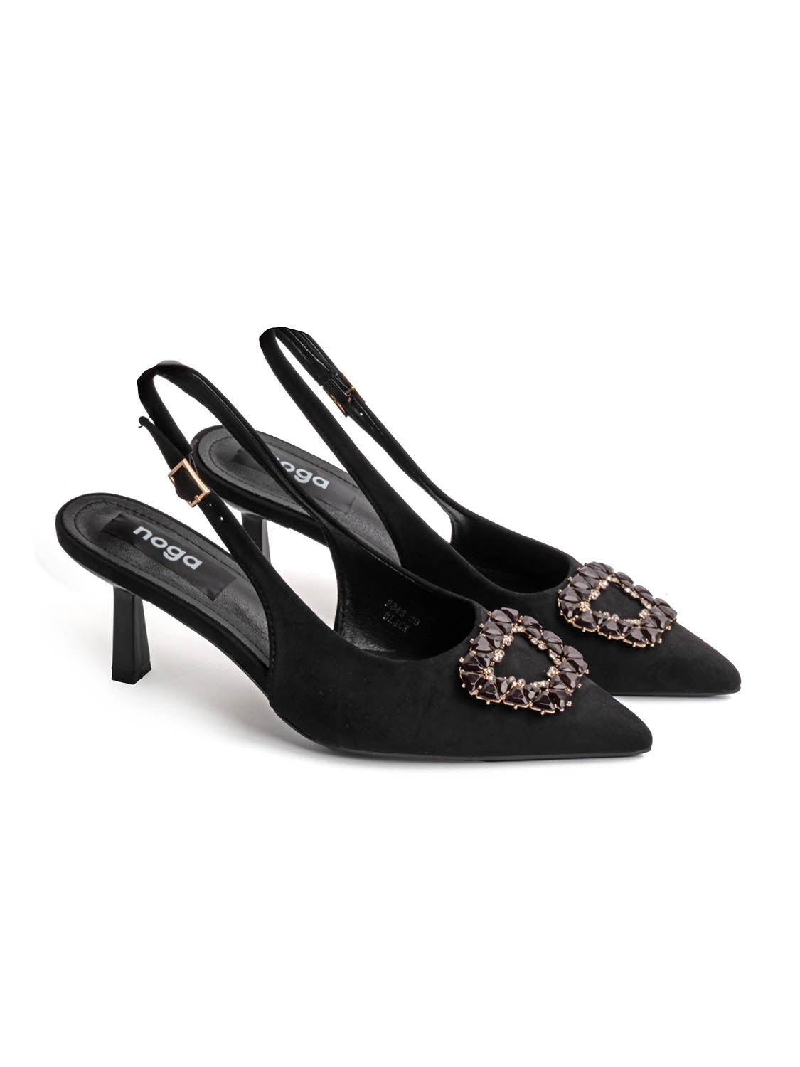 Decolleté con fibbia gioiello - NERO