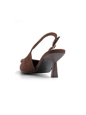 Decolleté con fibbia gioiello - MARRONE