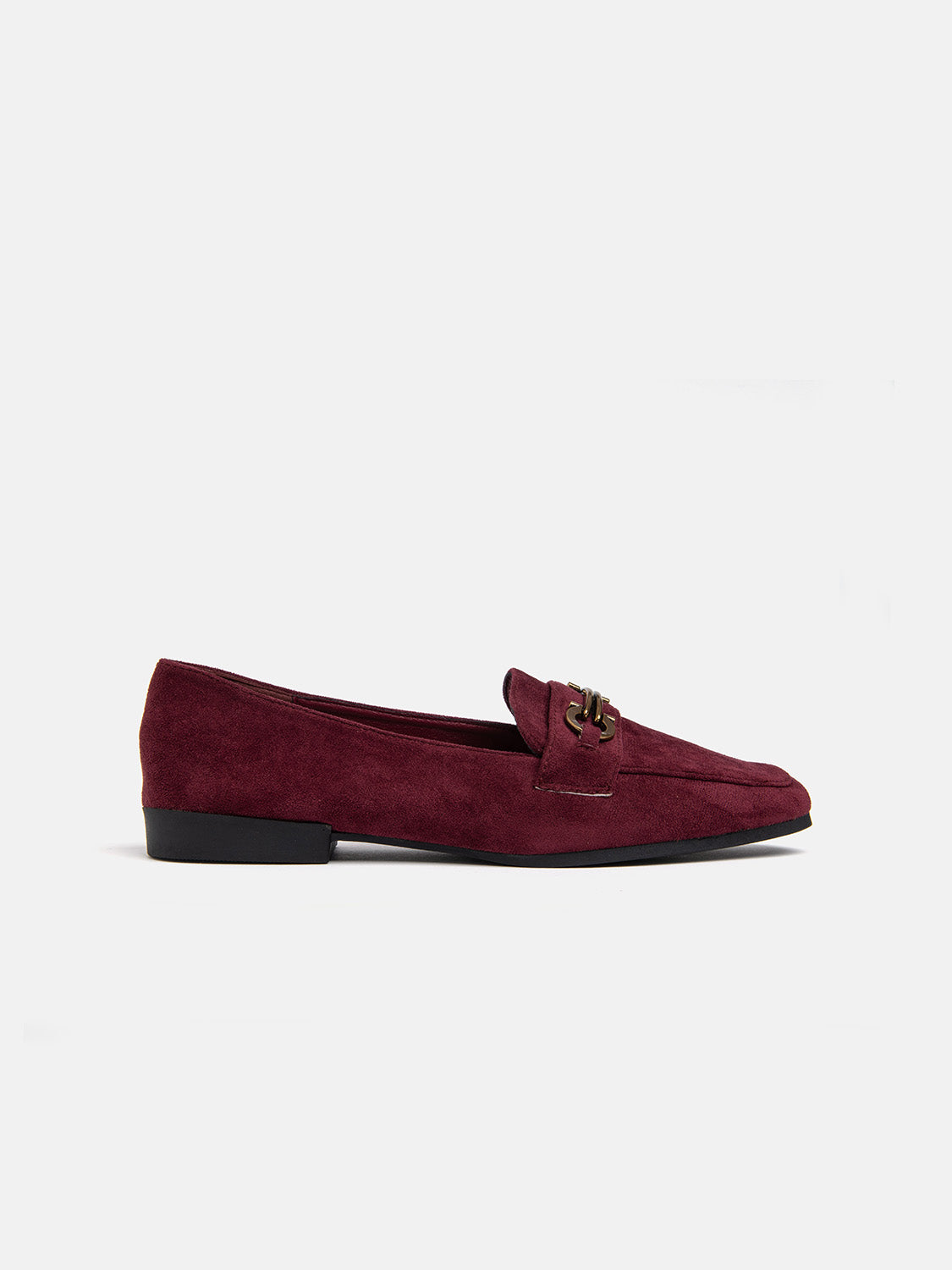 Suede Square Toe Moccasin with Clamp - BORDEAUX