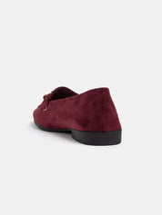 Suede Square Toe Moccasin with Clamp - BORDEAUX