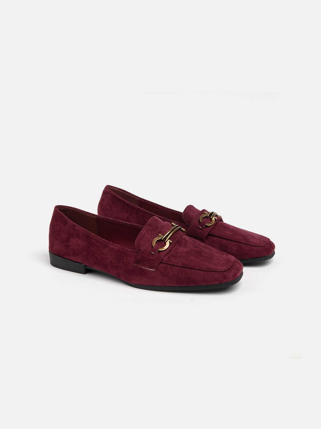 Suede Square Toe Moccasin with Clamp - BORDEAUX