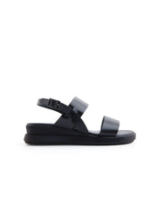 Sandalo platform minimal band in vera pelle - NERO