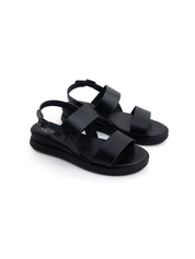 Sandalo platform minimal band in vera pelle - NERO