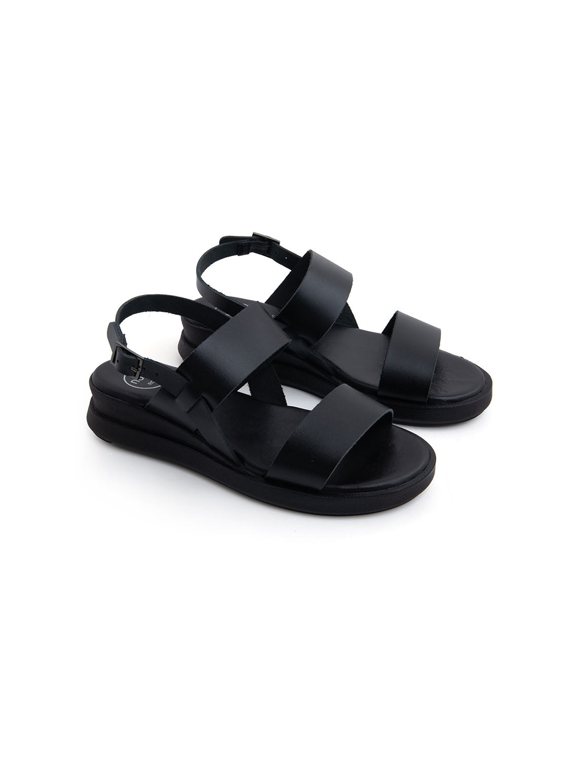 Sandalo platform minimal band in vera pelle - NERO