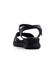 Sandalo platform x-cross in vera pelle - NERO