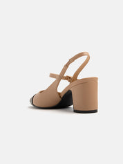 Pumps with wide heel and square toe - KHAKI