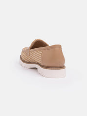 Straw moccasin with penny band - BEIGE