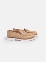 Straw moccasin with penny band - BEIGE