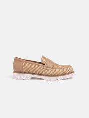 Straw moccasin with penny band - BEIGE