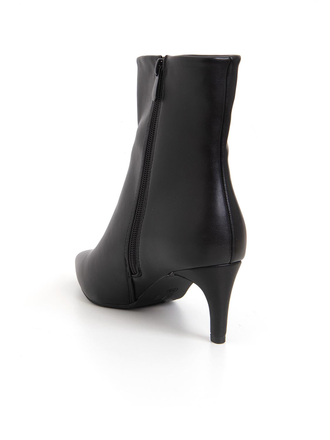 Tronchetto tacco kitten in vera pelle - NERO