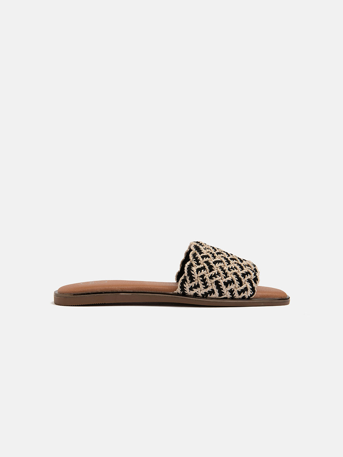 Padded slipper with woven band - BLACK