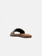 Padded slipper with woven band - BLACK