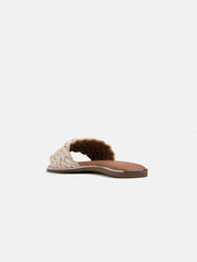 Padded slipper with woven band - WHITE