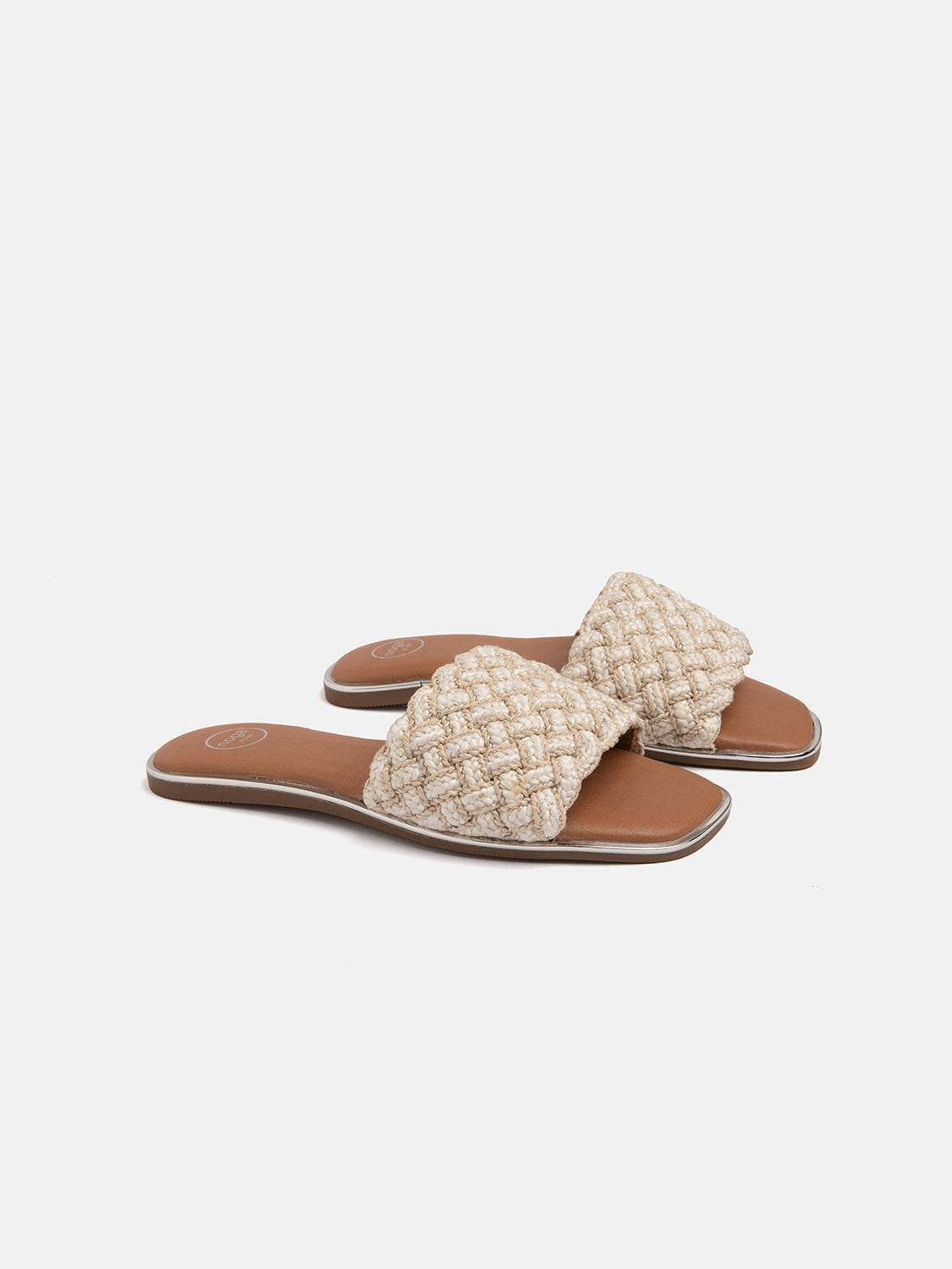 Padded slipper with woven band - WHITE