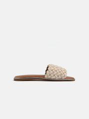 Padded slipper with woven band - WHITE