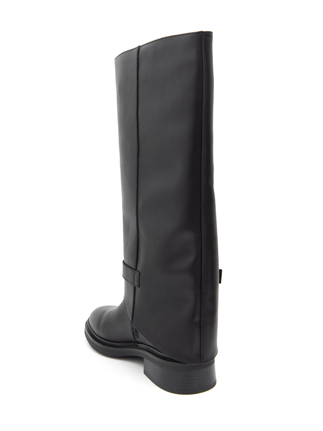 Stivale shark con fibbia in vera pelle - NERO