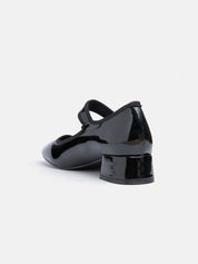 Mary Jane with 3 heel and strap - BLACK