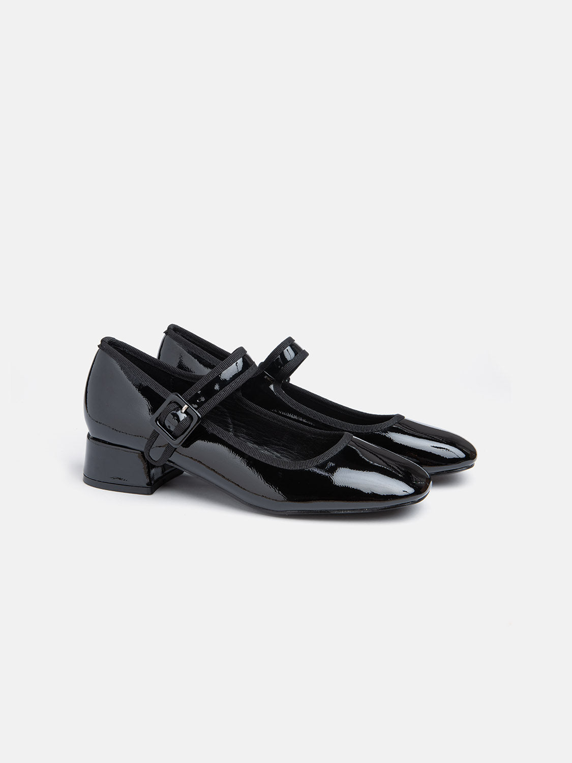 Mary Jane with 3 heel and strap - BLACK