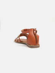 Banded sandal with studs - CAMEL