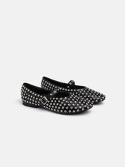 Ballerina with strap and rhinestone studs - BLACK CRYSTAL