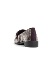 Square-toe loafer with horsebit and rhinestones - BORDEAUX