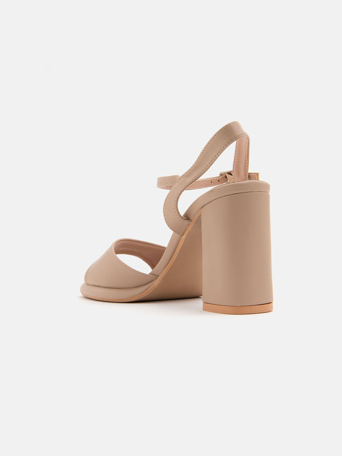 Sandal with 12 cm wide heel and wide strap - NUDE